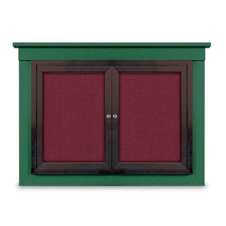 United Visual Products 60"x36" 2-Door Enclosed Outdoor Letterboard, Hdr, Blue Felt/Gold UV1177HDPLUS-GOLD-BLUE